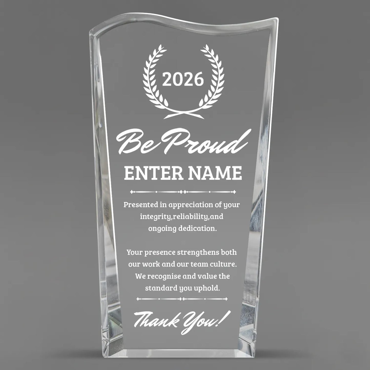 Thank You Awards - Clear Crystal Facet Wave Awards - Personalize Online – Choose From 5 Designs