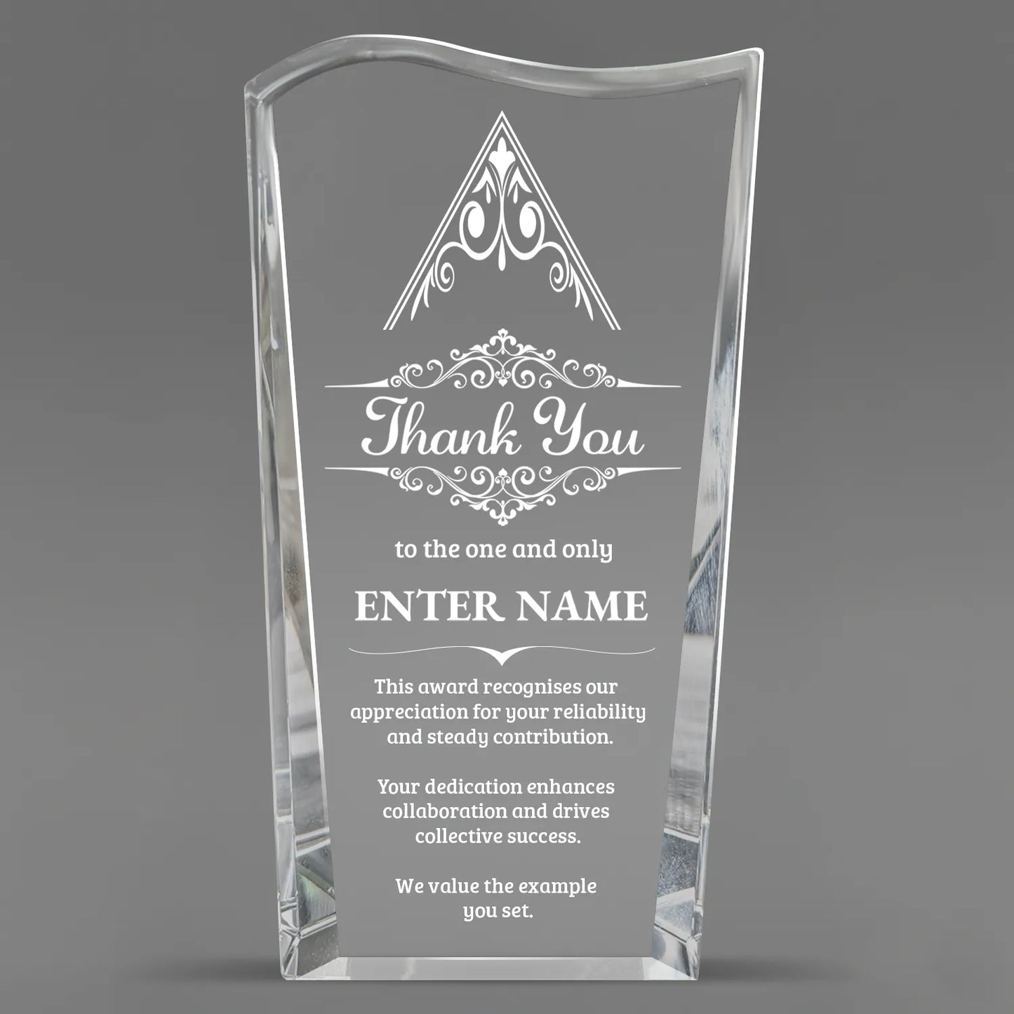 Thank You Awards - Clear Crystal Facet Wave Awards - Personalize Online – Choose From 5 Designs
