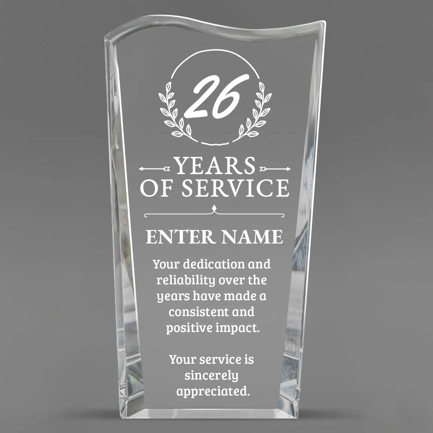 Long Service Awards - Clear Crystal Facet Wave Awards - Personalize Online – Choose From 5 Designs