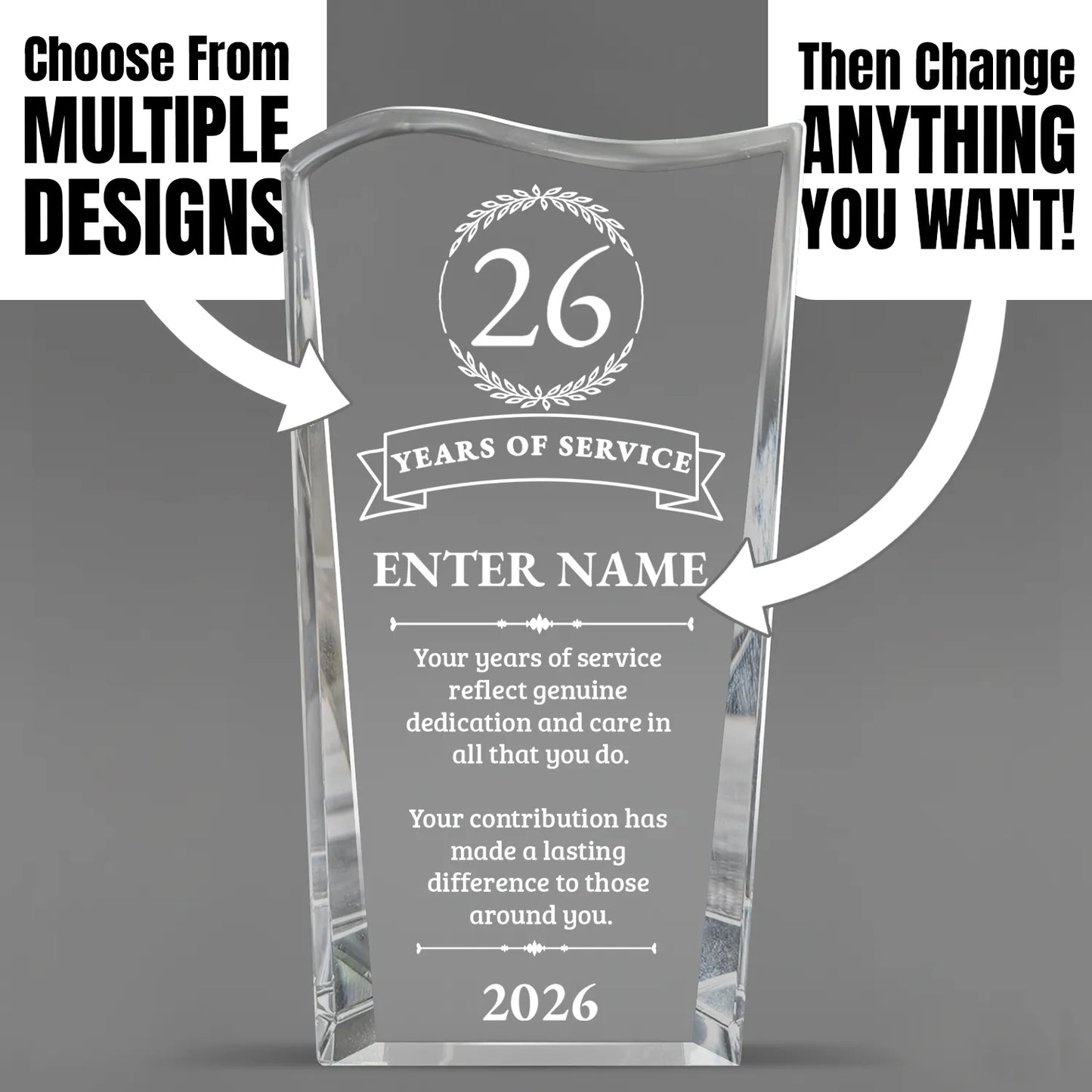 Long Service Awards - Clear Crystal Facet Wave Awards - Personalize Online – Choose From 5 Designs