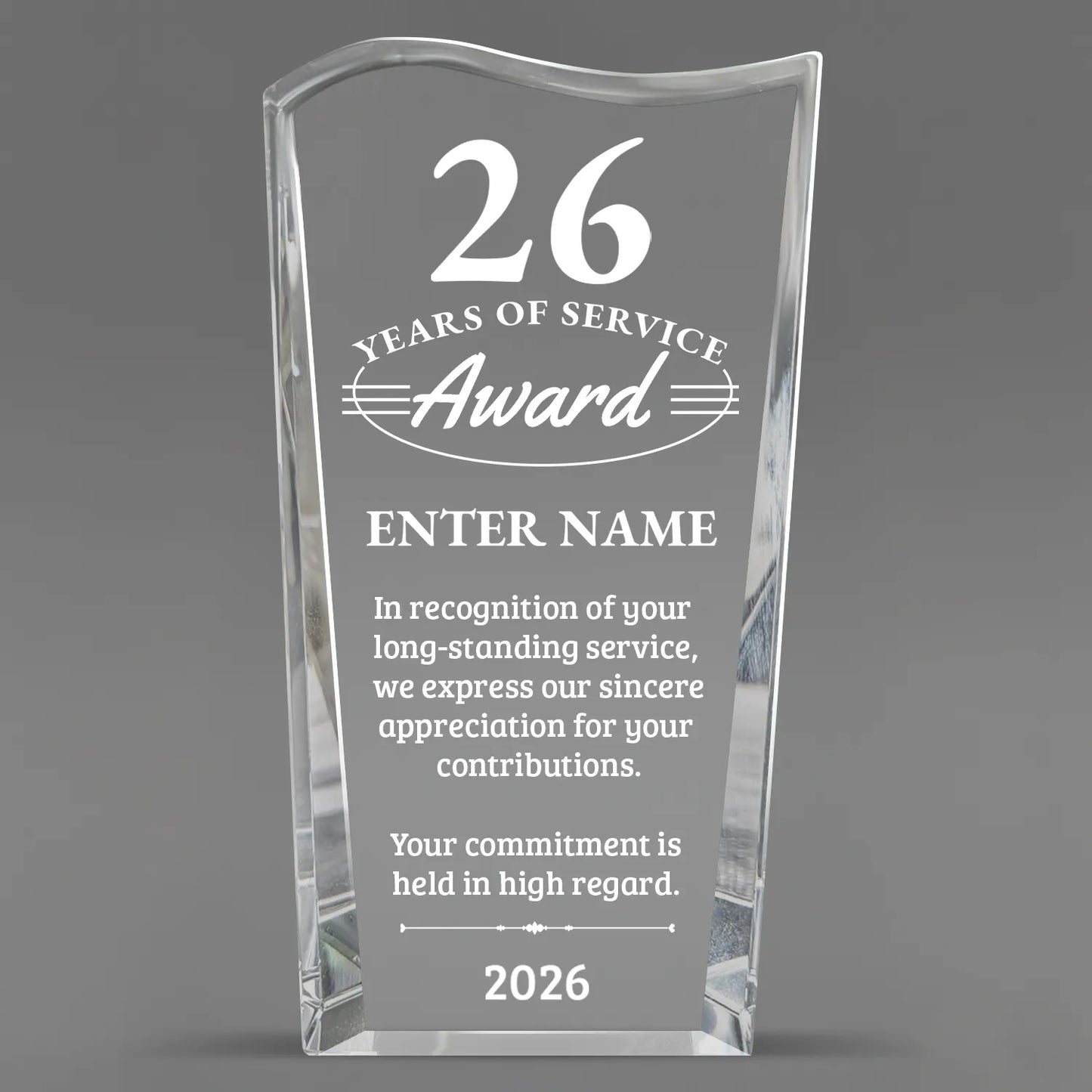 Long Service Awards - Clear Crystal Facet Wave Awards - Personalize Online – Choose From 5 Designs