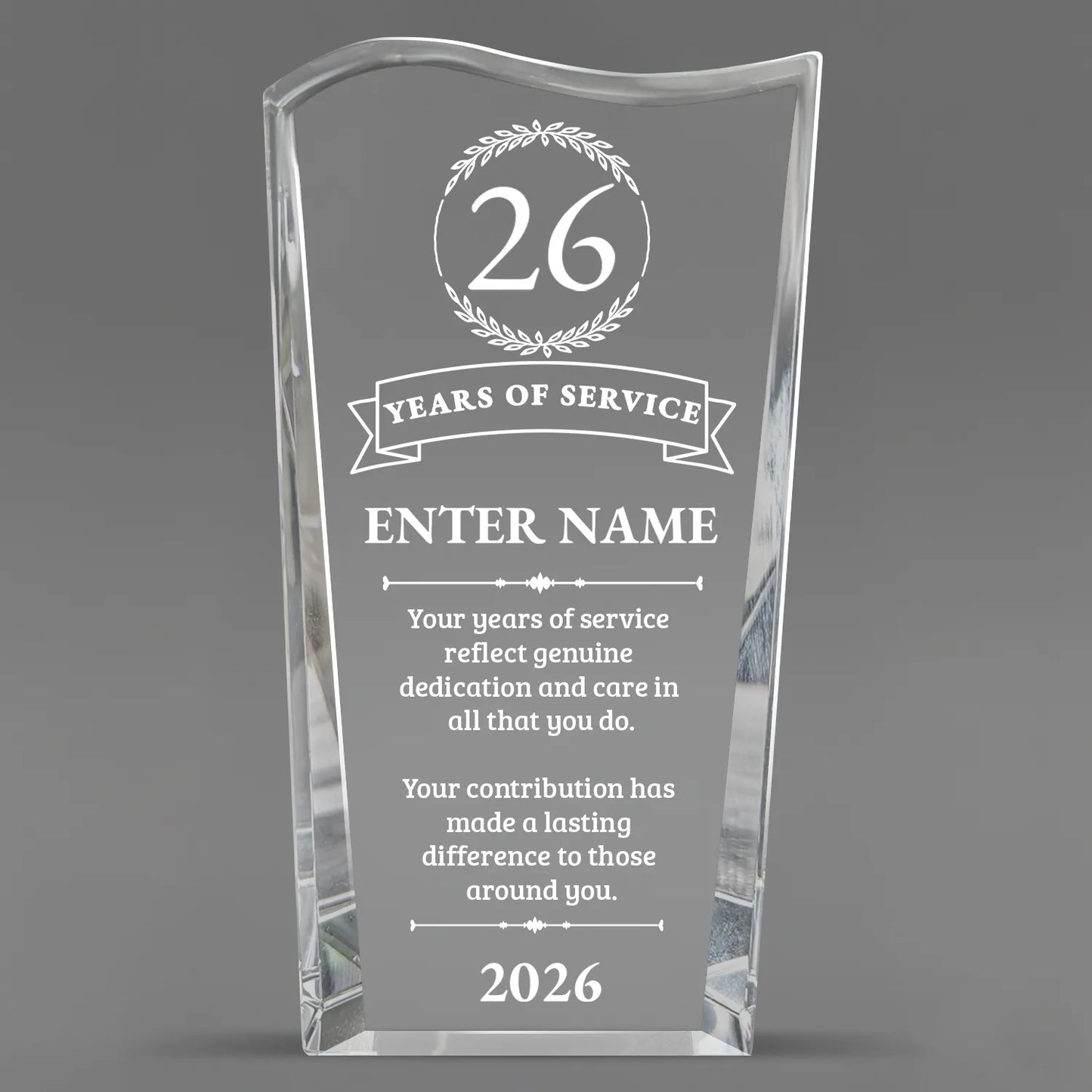 Long Service Awards - Clear Crystal Facet Wave Awards - Personalize Online – Choose From 5 Designs