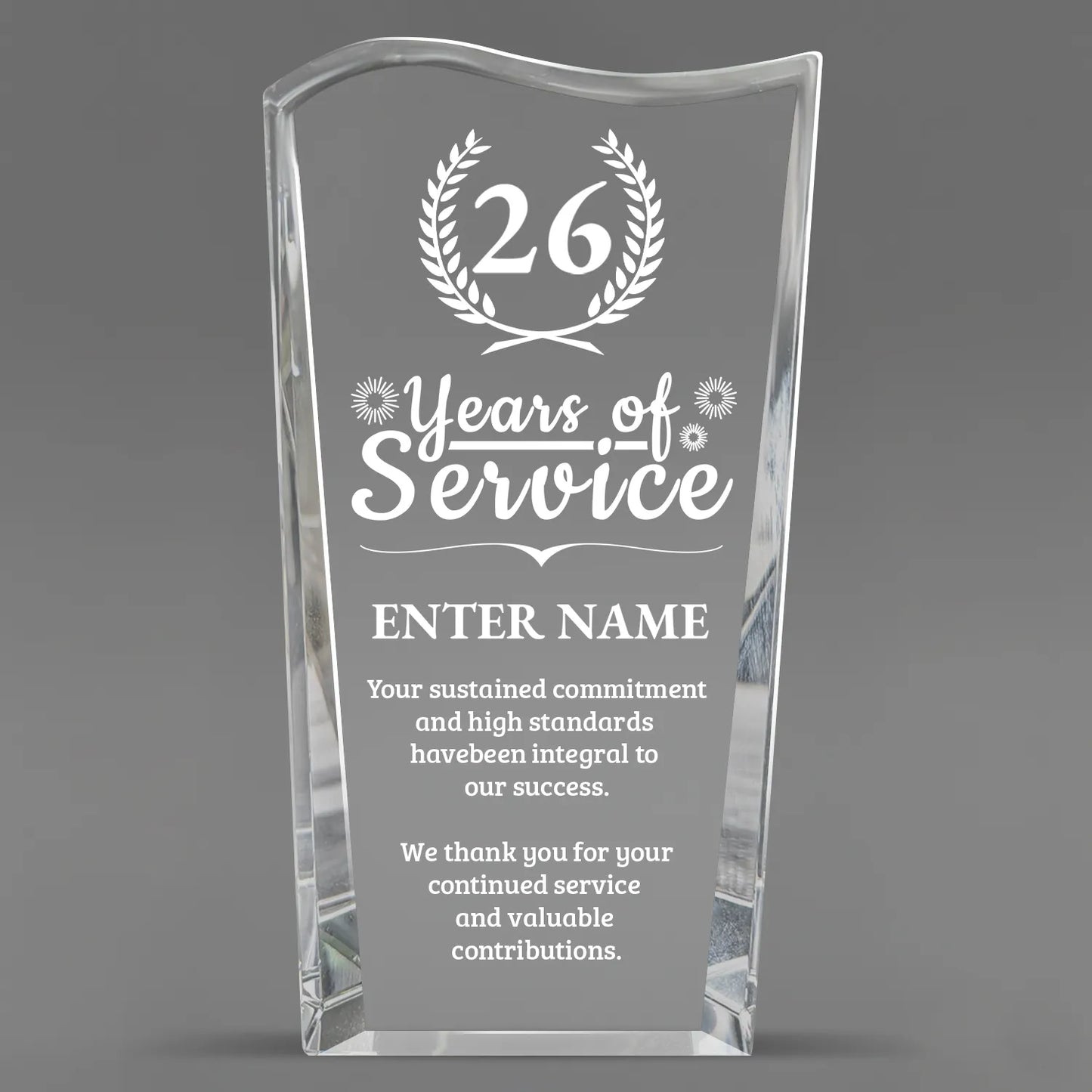 Long Service Awards - Clear Crystal Facet Wave Awards - Personalize Online – Choose From 5 Designs