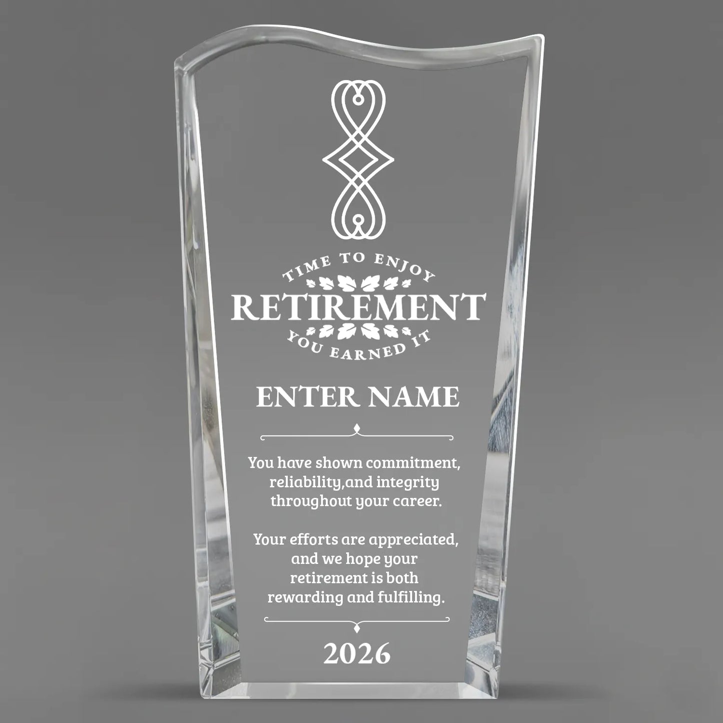 Retirement Awards - Clear Crystal Facet Wave Awards - Personalize Online – Choose From 5 Designs