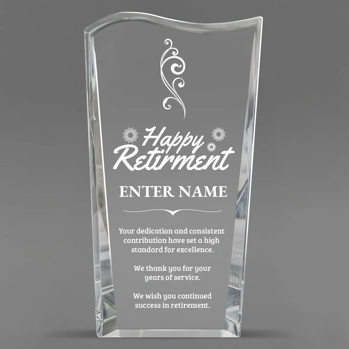 Retirement Awards - Clear Crystal Facet Wave Awards - Personalize Online – Choose From 5 Designs