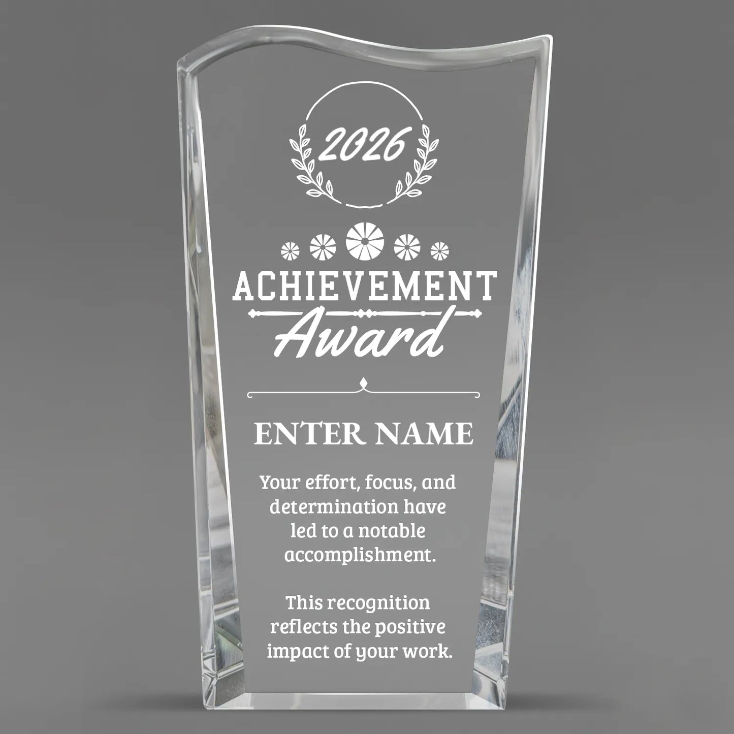 Achievement Awards - Clear Crystal Facet Wave Awards - Personalize Online – Choose From 5 Designs