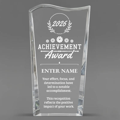 Achievement Awards - Clear Crystal Facet Wave Awards - Personalize Online – Choose From 5 Designs
