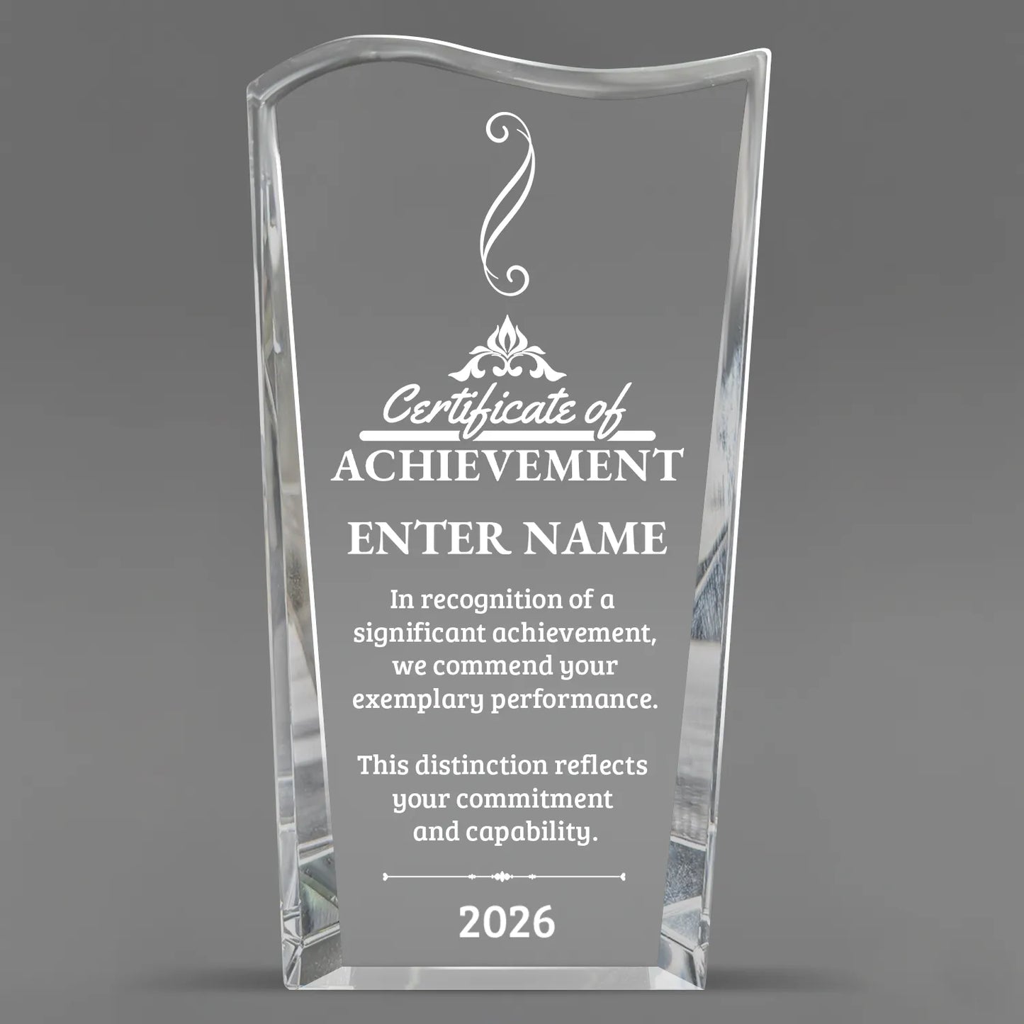 Achievement Awards - Clear Crystal Facet Wave Awards - Personalize Online – Choose From 5 Designs