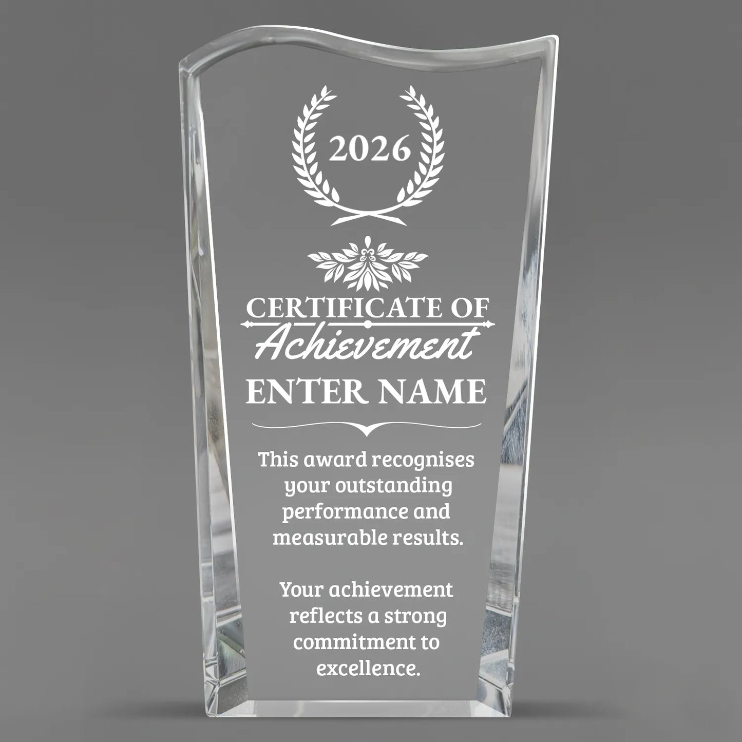 Achievement Awards - Clear Crystal Facet Wave Awards - Personalize Online – Choose From 5 Designs