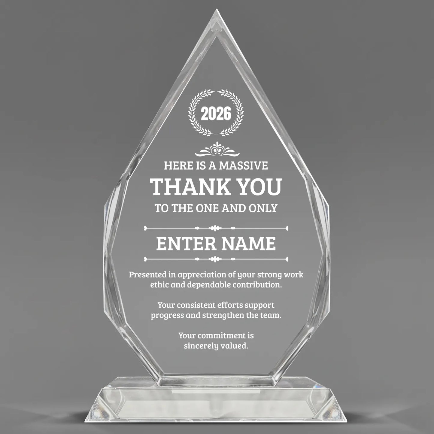 Thank You Awards - Optic Crystal Royal Diamond Awards - Personalize Online – Choose From 5 Designs
