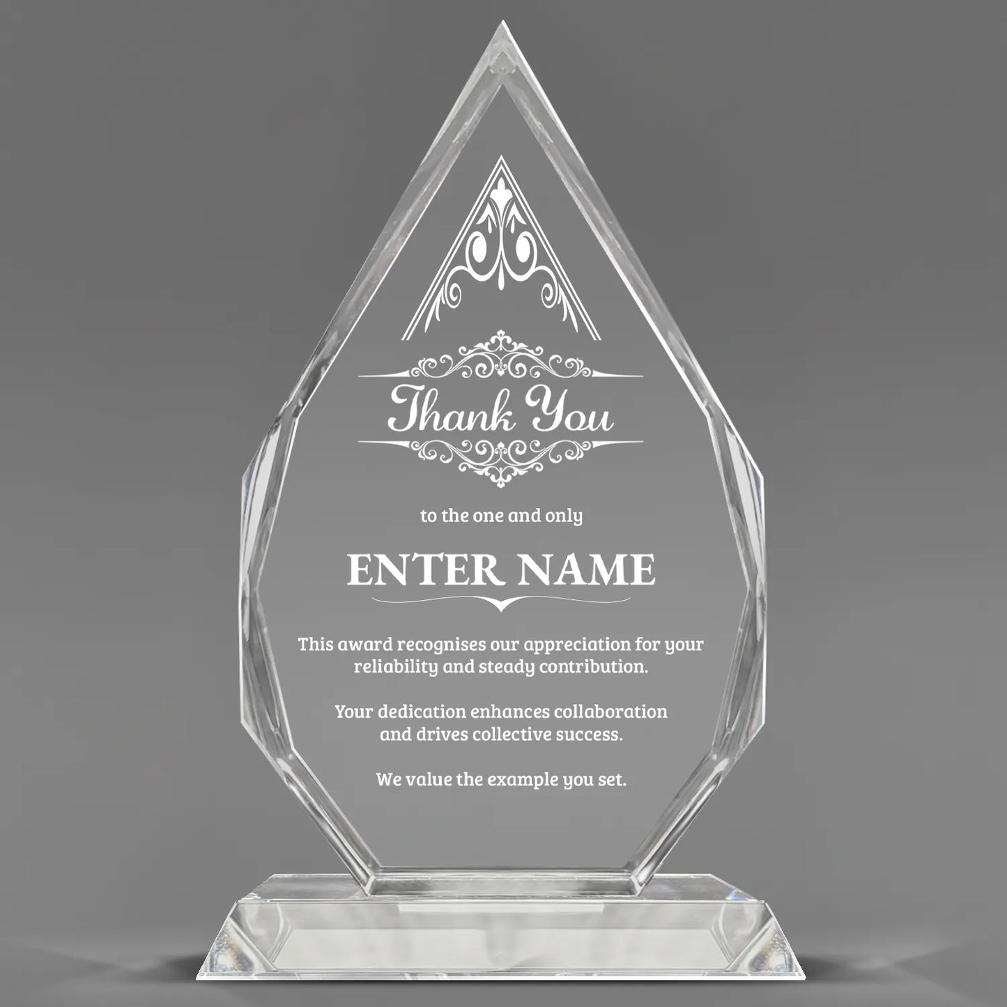 Thank You Awards - Optic Crystal Royal Diamond Awards - Personalize Online – Choose From 5 Designs