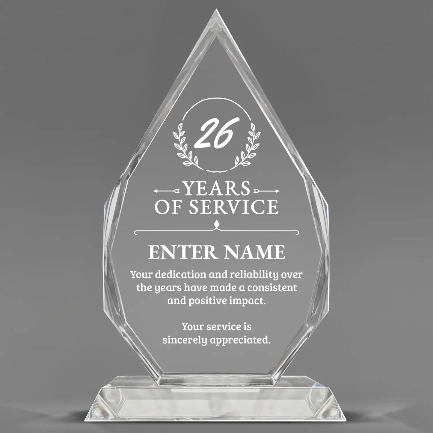 Long Service Awards - Optic Crystal Royal Diamond Awards - Personalize Online – Choose From 5 Designs