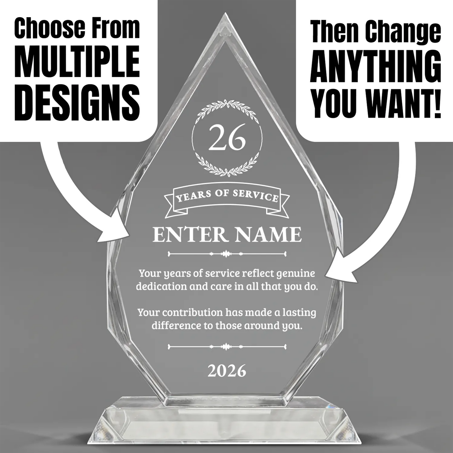 Long Service Awards - Optic Crystal Royal Diamond Awards - Personalize Online – Choose From 5 Designs