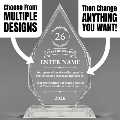 Long Service Awards - Optic Crystal Royal Diamond Awards - Personalize Online – Choose From 5 Designs