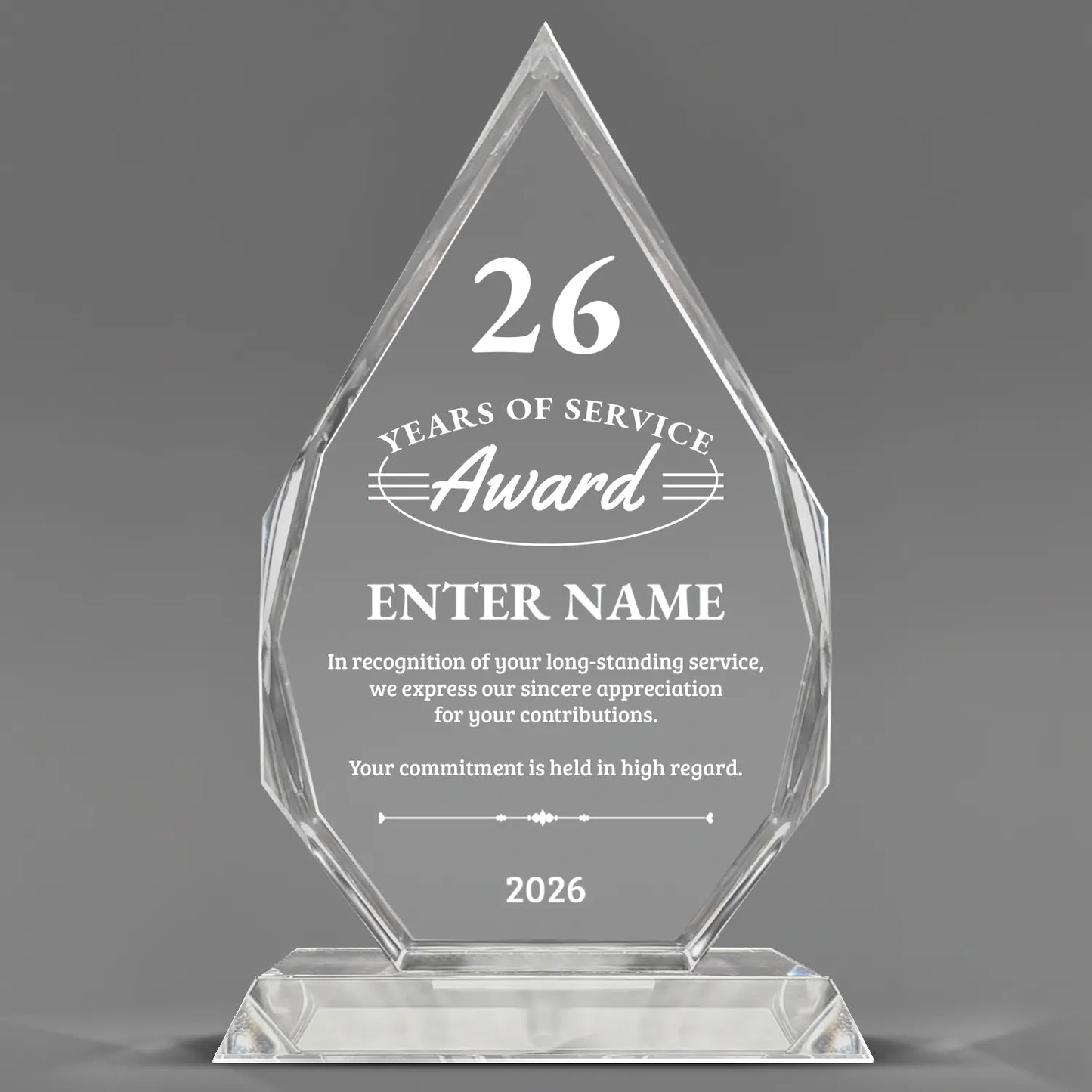 Long Service Awards - Optic Crystal Royal Diamond Awards - Personalize Online – Choose From 5 Designs