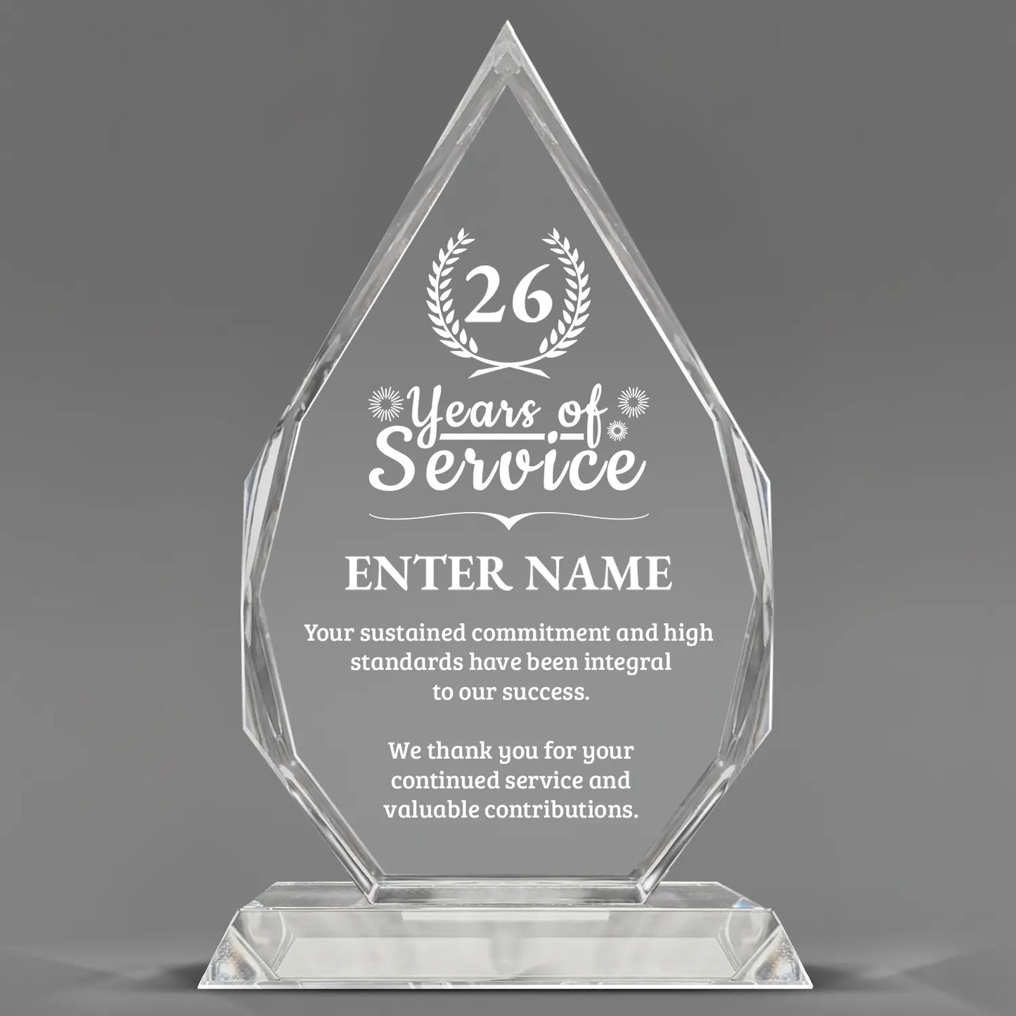 Long Service Awards - Optic Crystal Royal Diamond Awards - Personalize Online – Choose From 5 Designs
