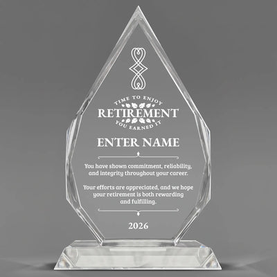 Retirement Awards - Optic Crystal Royal Diamond Awards - Personalize Online – Choose From 5 Designs