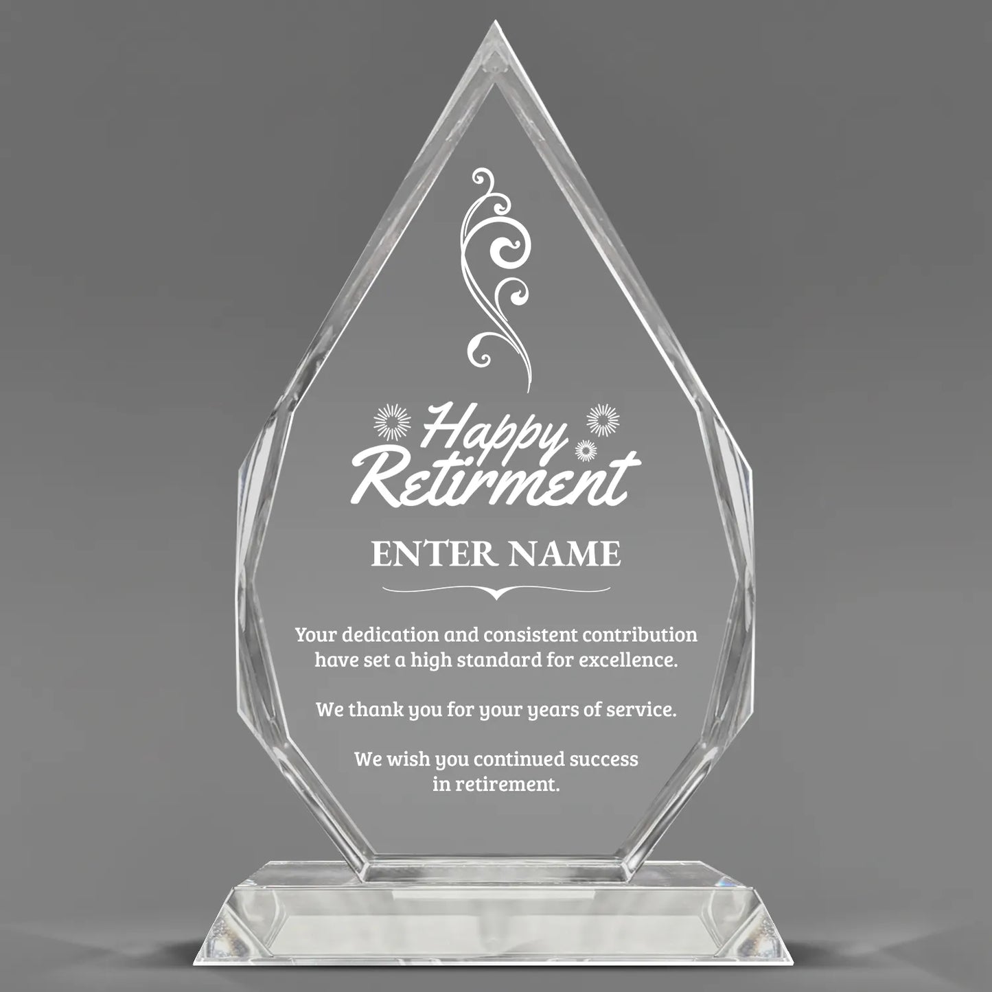 Retirement Awards - Optic Crystal Royal Diamond Awards - Personalize Online – Choose From 5 Designs