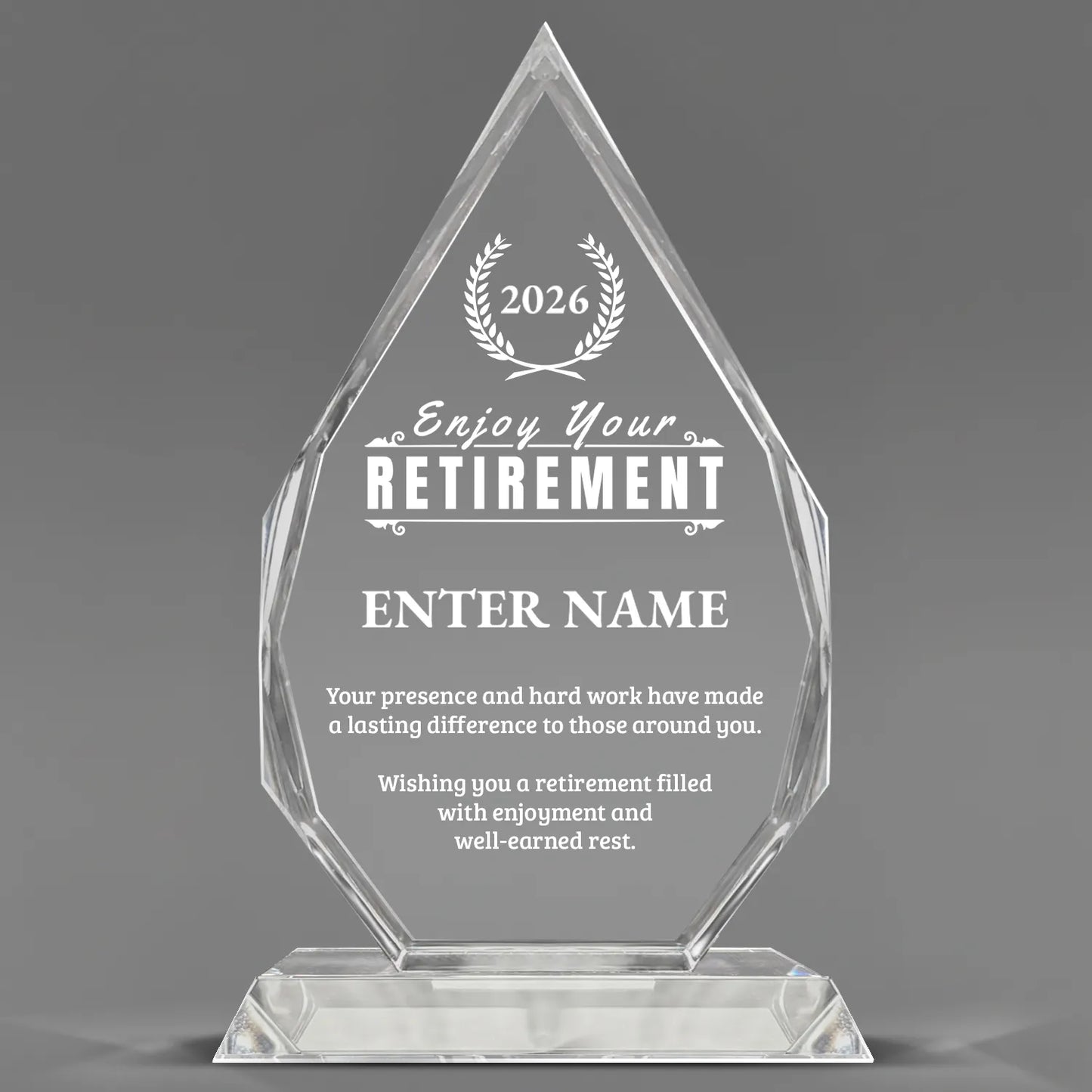 Retirement Awards - Optic Crystal Royal Diamond Awards - Personalize Online – Choose From 5 Designs