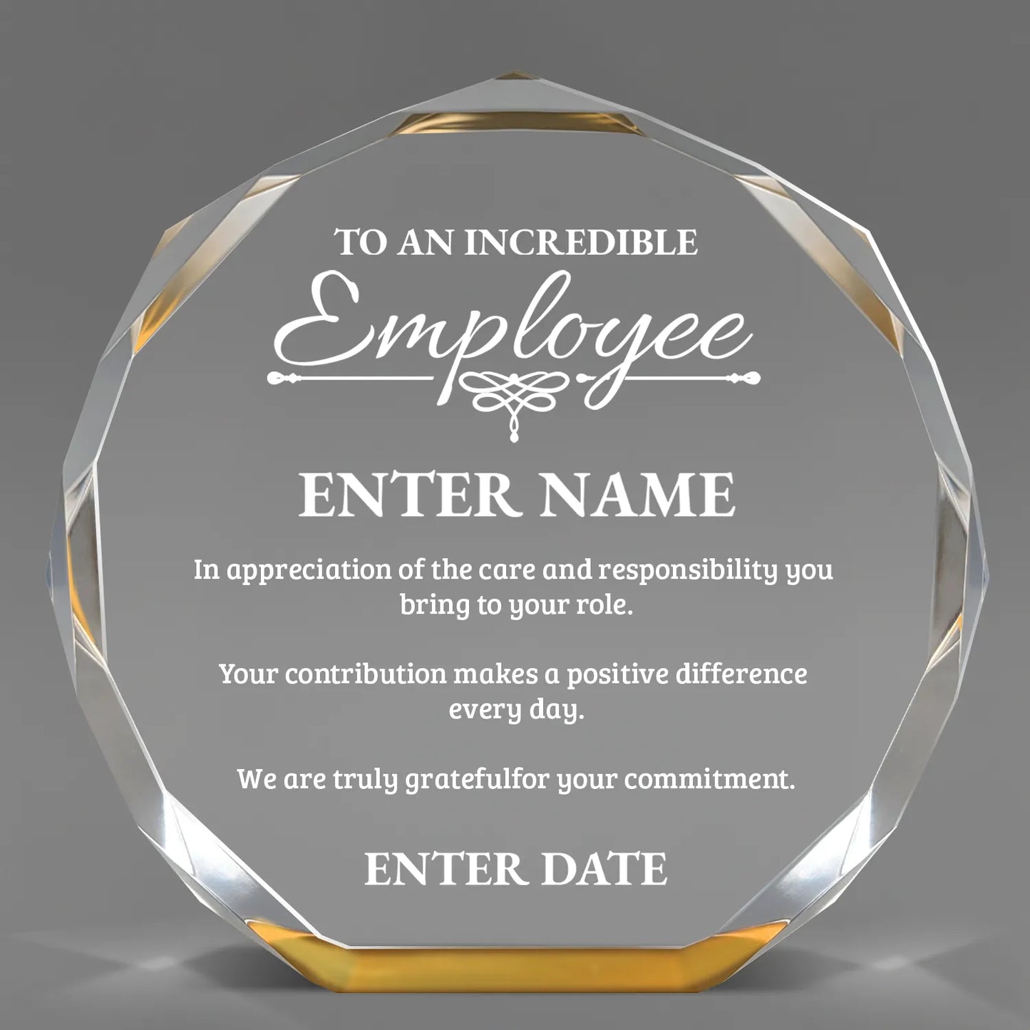 Employee Appreciation Awards - Gold Octagon Acrylic Awards - Personalize Online – Choose From 5 Designs