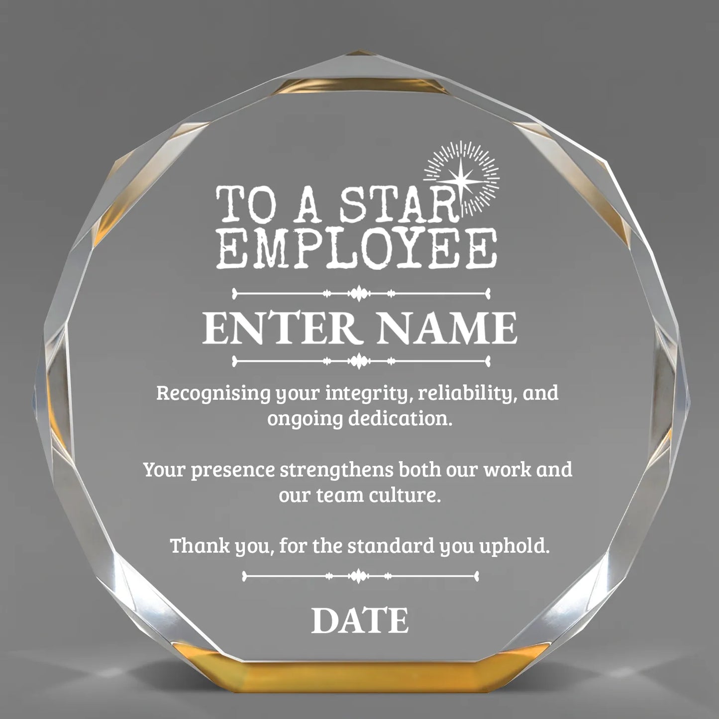Employee Appreciation Awards - Gold Octagon Acrylic Awards - Personalize Online – Choose From 5 Designs