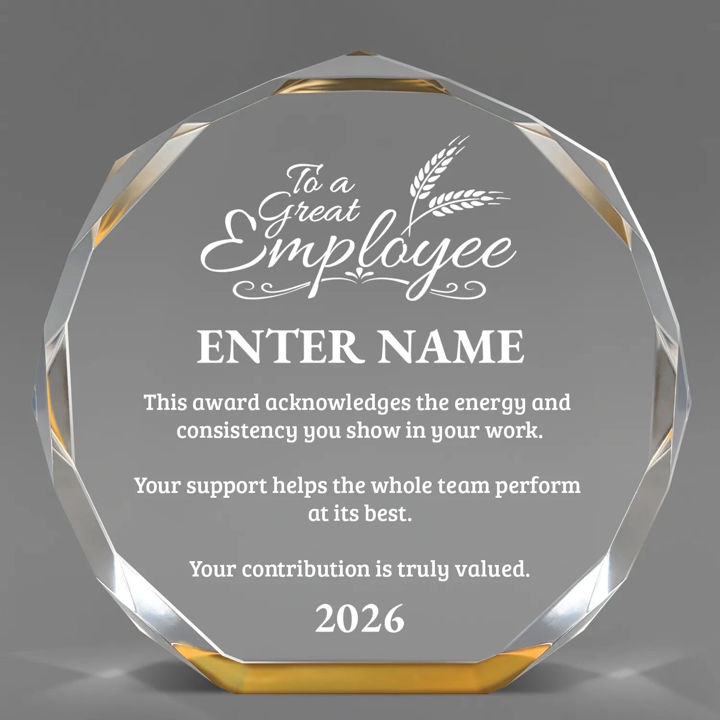 Employee Appreciation Awards - Gold Octagon Acrylic Awards - Personalize Online – Choose From 5 Designs