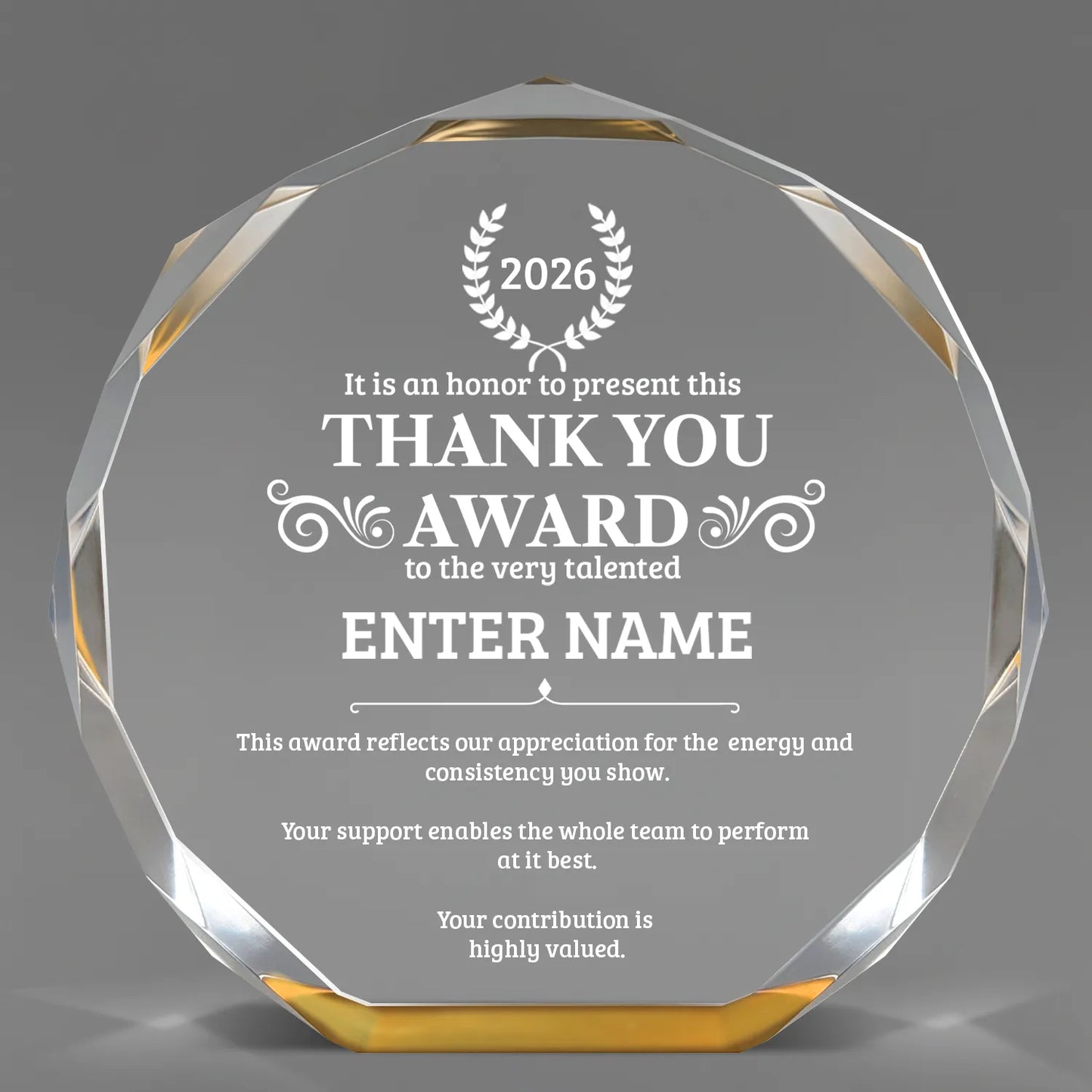 Thank You Awards - Gold Octagon Acrylic Awards - Personalize Online – Choose From 5 Designs