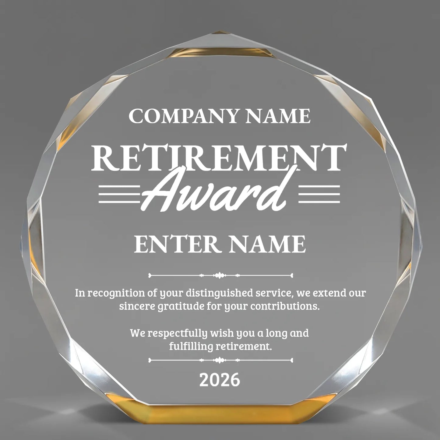 Retirement Awards - Gold Octagon Acrylic Awards - Personalize Online – Choose From 5 Designs