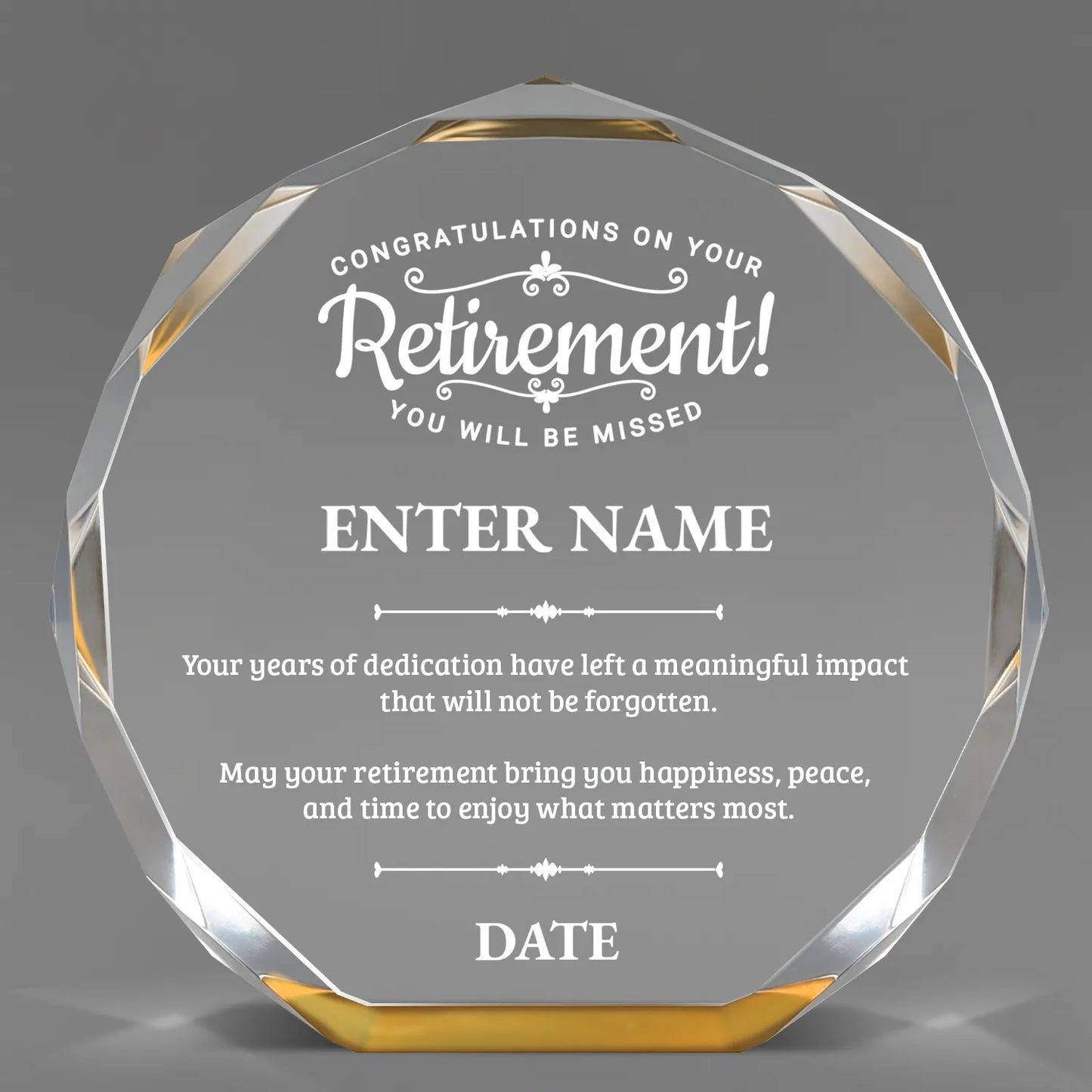 Retirement Awards - Gold Octagon Acrylic Awards - Personalize Online – Choose From 5 Designs