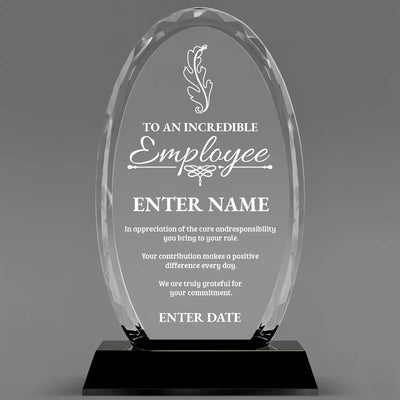 Employee Appreciation Awards - Optical Crystal Glass Oval Facet Awards - Personalize Online – Choose From 5 Designs