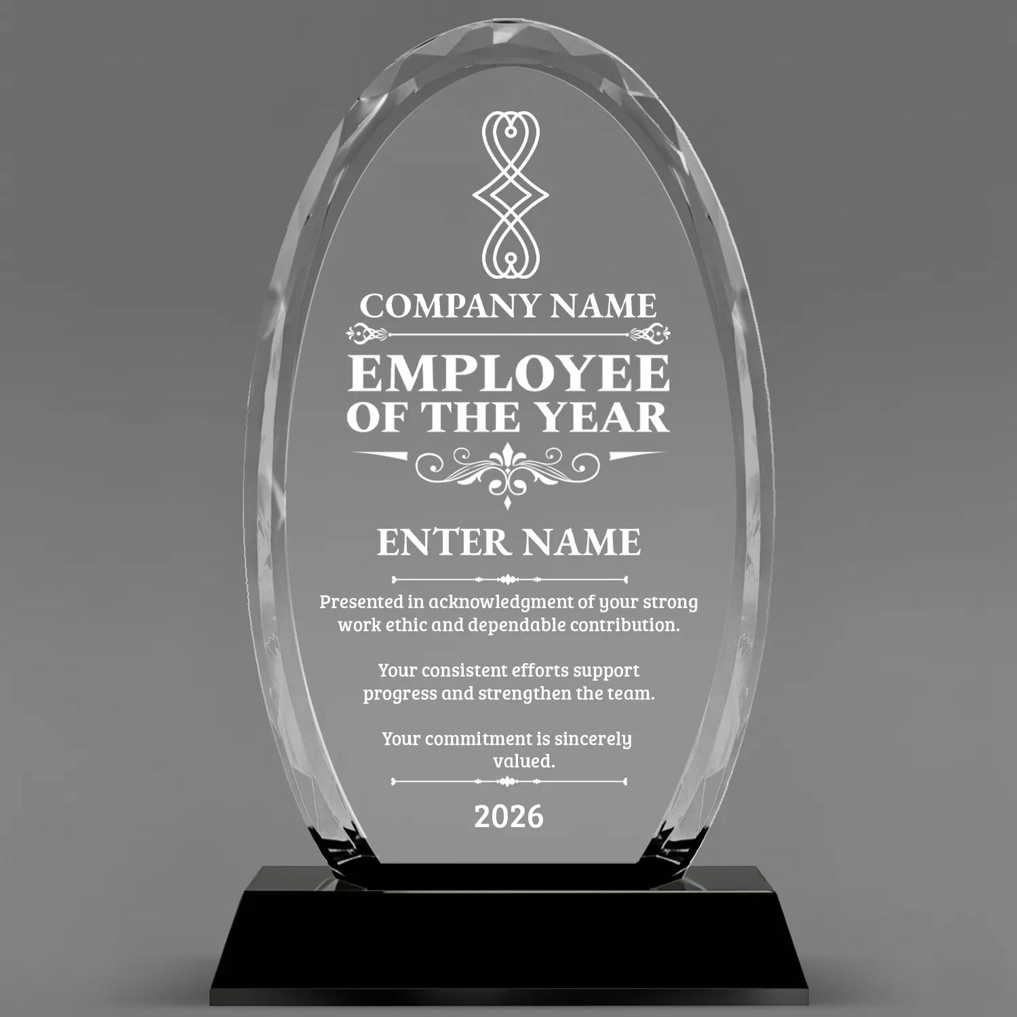 Employee Appreciation Awards - Optical Crystal Glass Oval Facet Awards - Personalize Online – Choose From 5 Designs