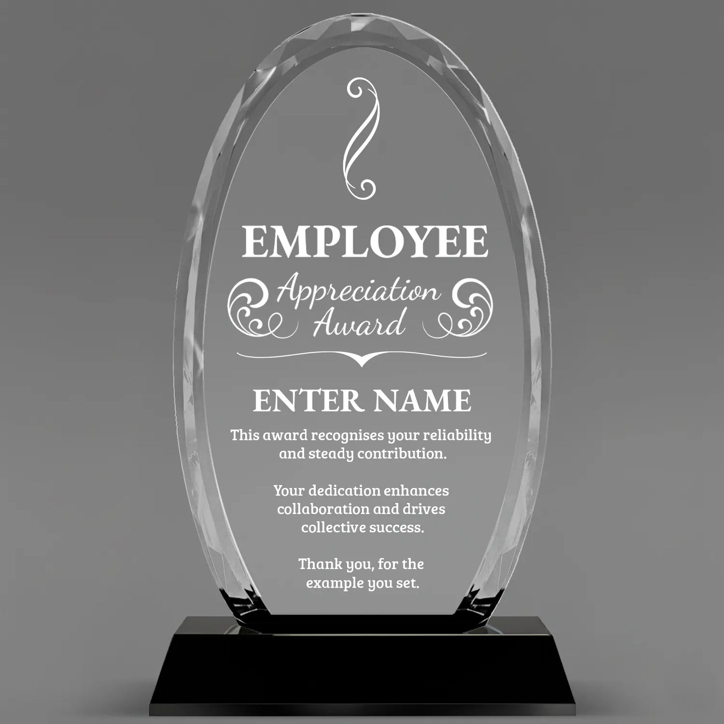 Employee Appreciation Awards - Optical Crystal Glass Oval Facet Awards - Personalize Online – Choose From 5 Designs