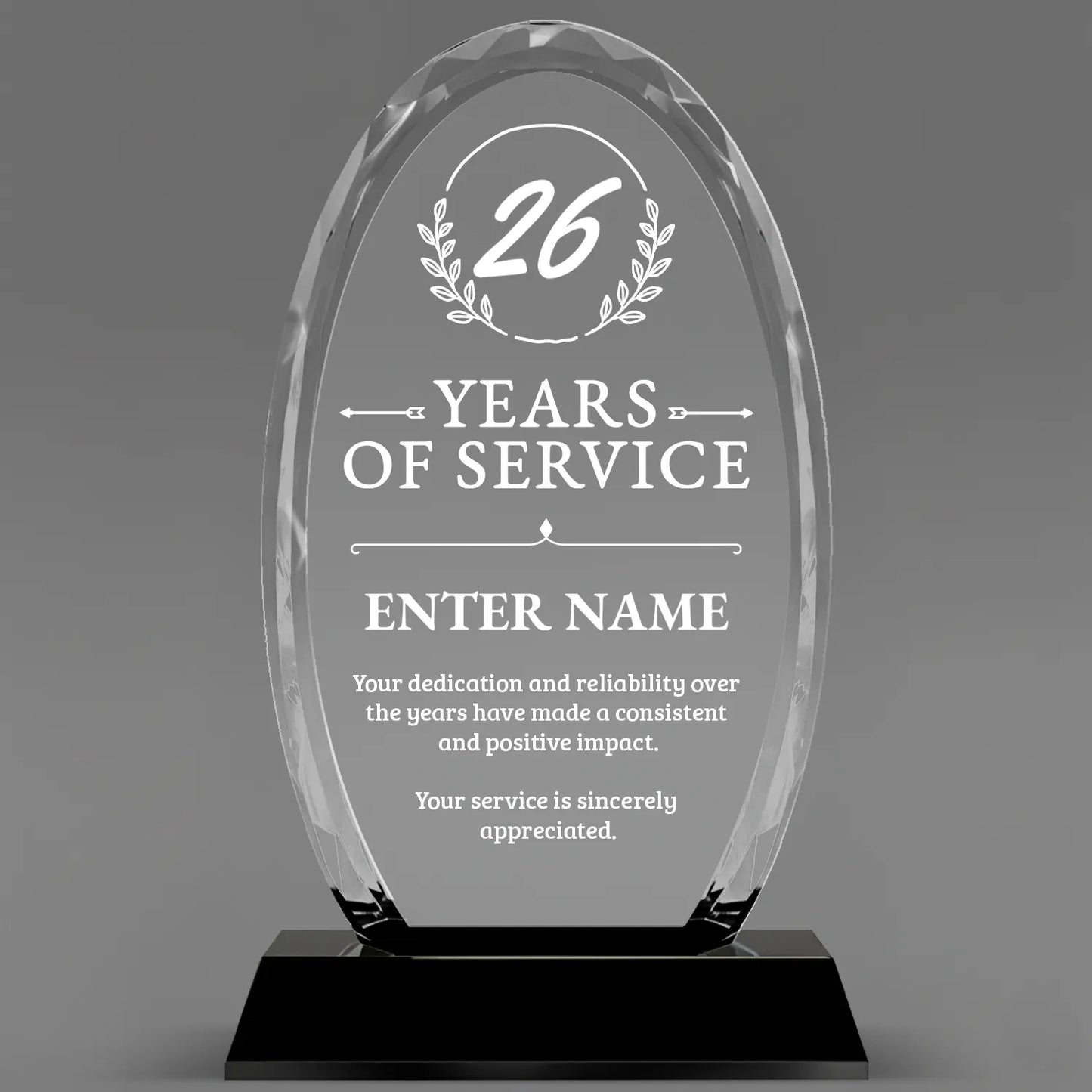 Long Service Awards - Optical Crystal Glass Oval Facet Awards - Personalize Online – Choose From 5 Designs