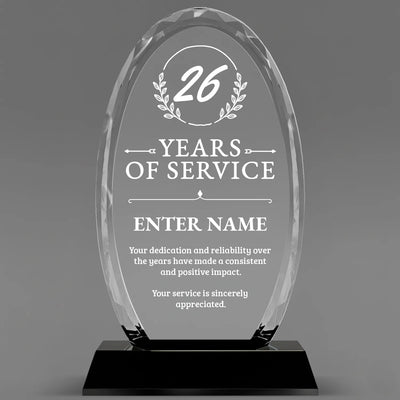 Long Service Awards - Optical Crystal Glass Oval Facet Awards - Personalize Online – Choose From 5 Designs