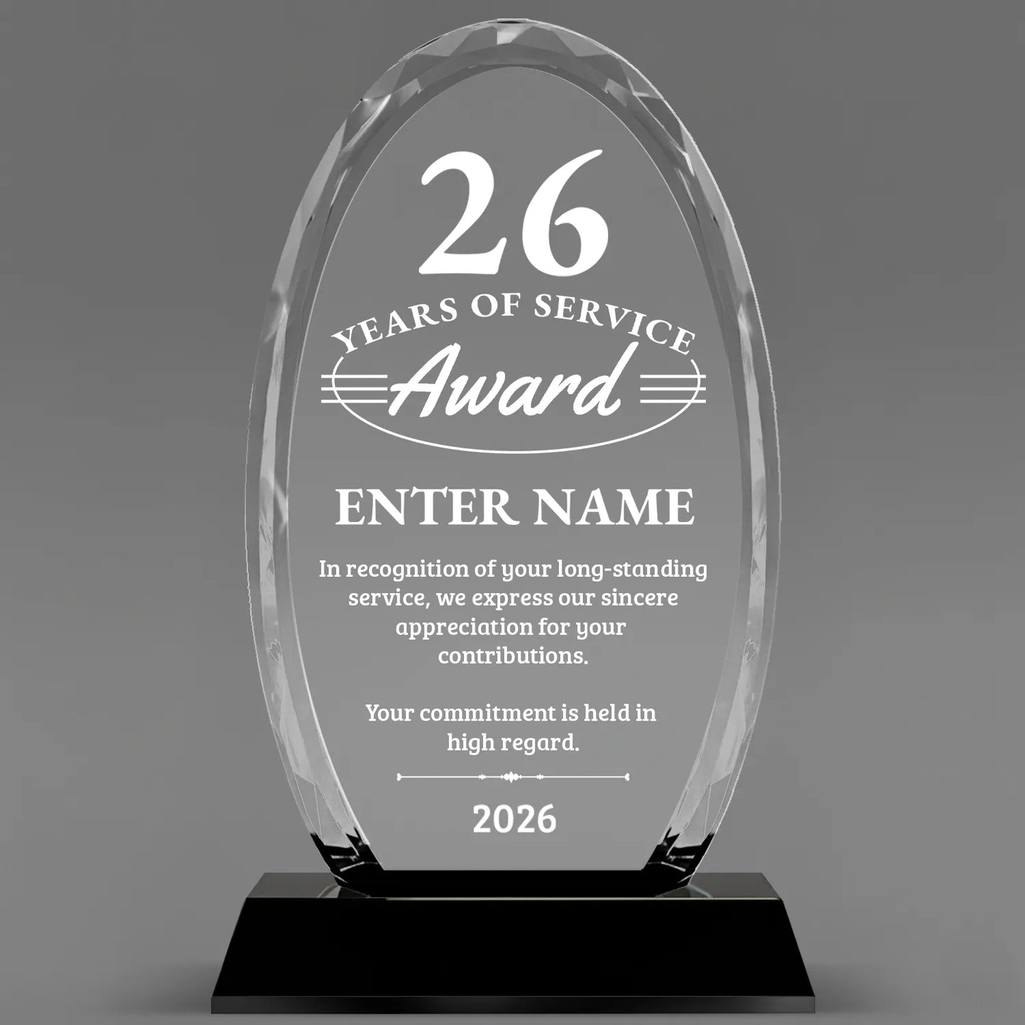 Long Service Awards - Optical Crystal Glass Oval Facet Awards - Personalize Online – Choose From 5 Designs
