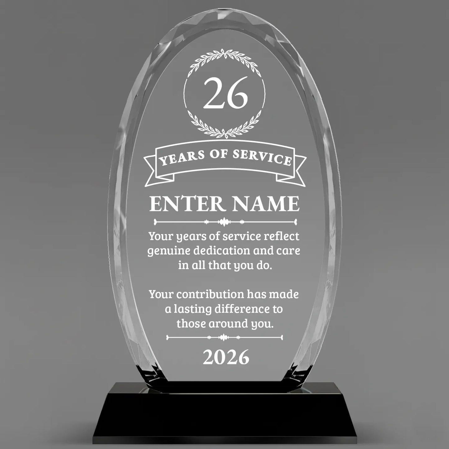 Long Service Awards - Optical Crystal Glass Oval Facet Awards - Personalize Online – Choose From 5 Designs