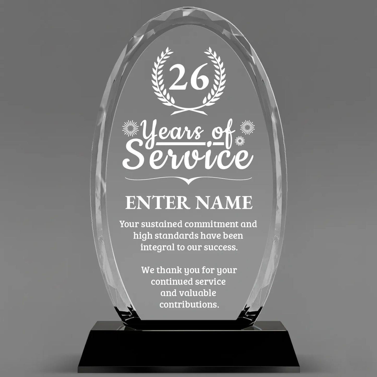 Long Service Awards - Optical Crystal Glass Oval Facet Awards - Personalize Online – Choose From 5 Designs