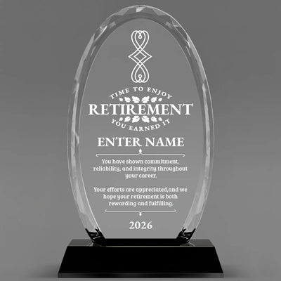 Retirement Awards - Optical Crystal Glass Oval Facet Awards - Personalize Online – Choose From 5 Designs