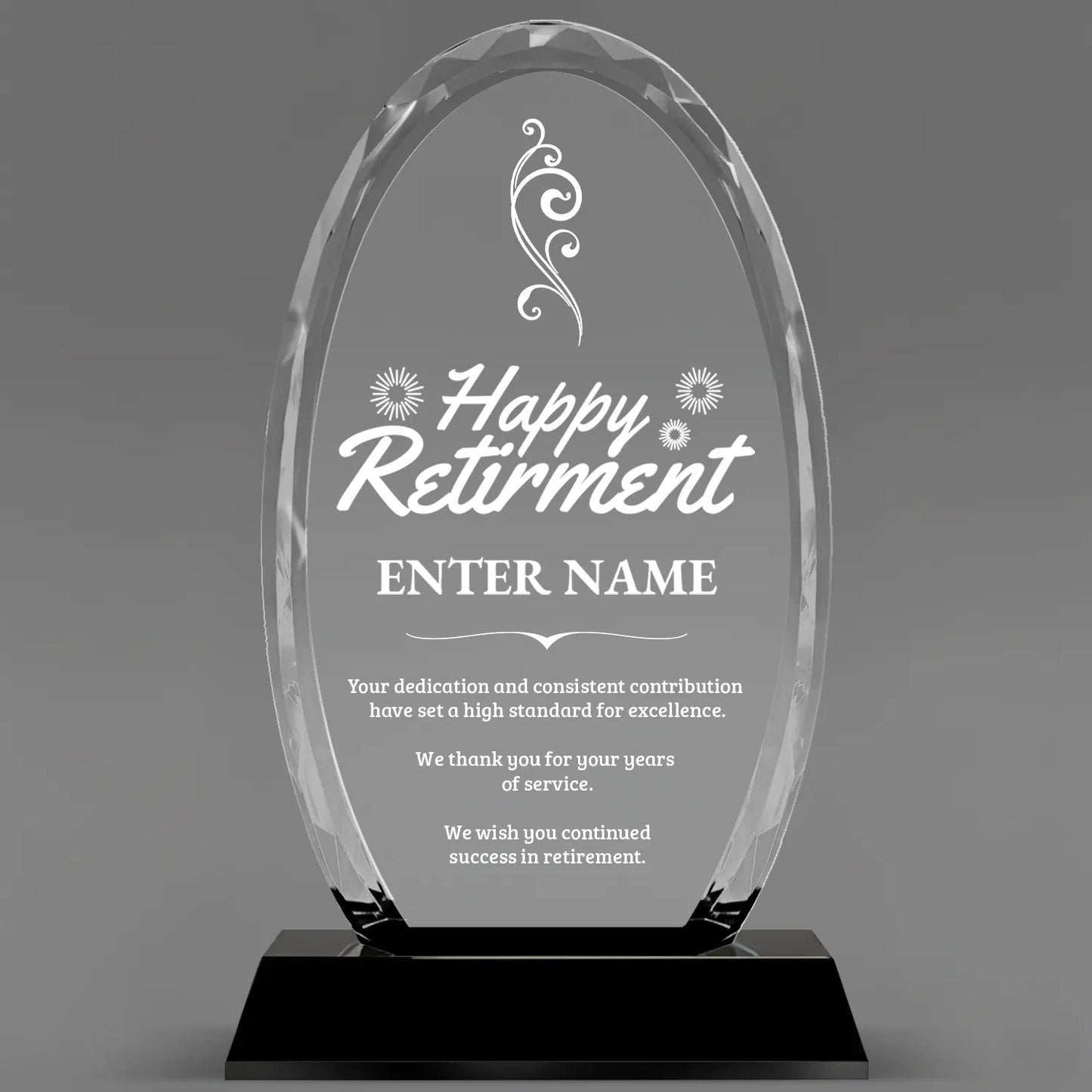 Retirement Awards - Optical Crystal Glass Oval Facet Awards - Personalize Online – Choose From 5 Designs