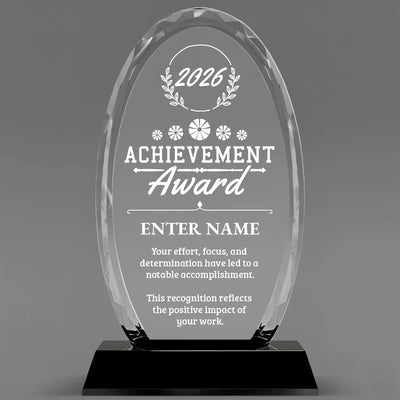 Achievement Awards - Optical Crystal Glass Oval Facet Awards - Personalize Online – Choose From 5 Designs