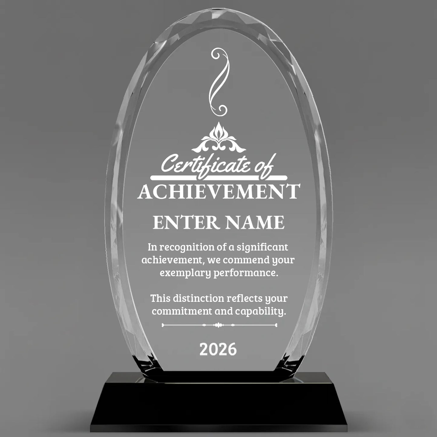 Achievement Awards - Optical Crystal Glass Oval Facet Awards - Personalize Online – Choose From 5 Designs