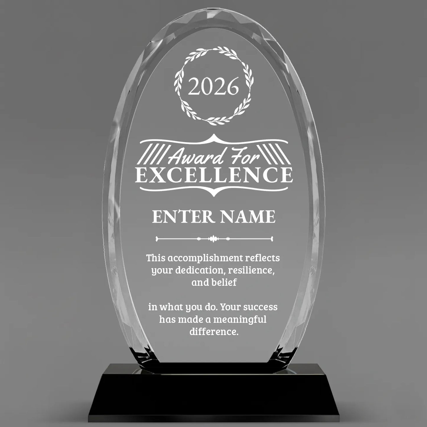 Achievement Awards - Optical Crystal Glass Oval Facet Awards - Personalize Online – Choose From 5 Designs