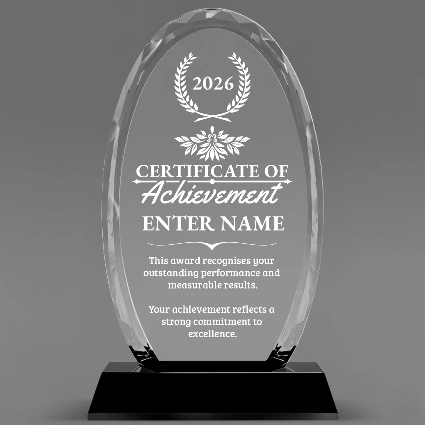 Achievement Awards - Optical Crystal Glass Oval Facet Awards - Personalize Online – Choose From 5 Designs