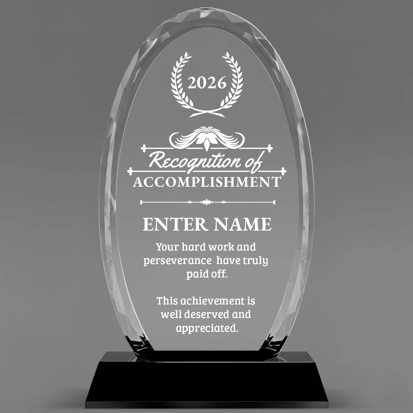 Achievement Awards - Optical Crystal Glass Oval Facet Awards - Personalize Online – Choose From 5 Designs