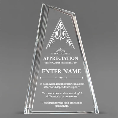 Appreciation Awards - Crystal Peak Awards - Personalize Online – Choose From 5 Designs