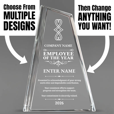Employee Appreciation Awards - Crystal Peak Awards - Personalize Online – Choose From 5 Designs
