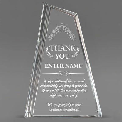 Thank You Awards - Crystal Peak Awards - Personalize Online – Choose From 5 Designs