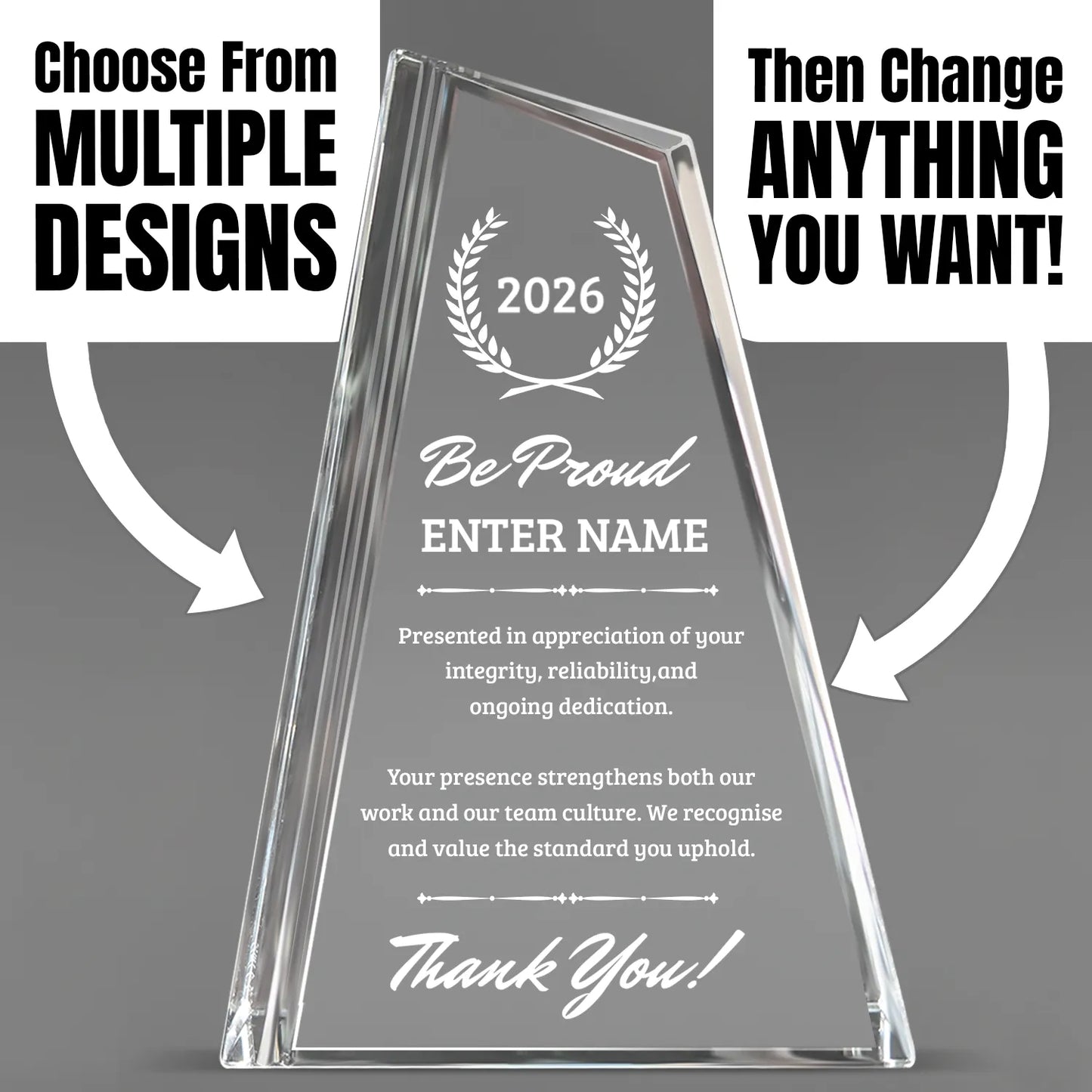 Thank You Awards - Crystal Peak Awards - Personalize Online – Choose From 5 Designs