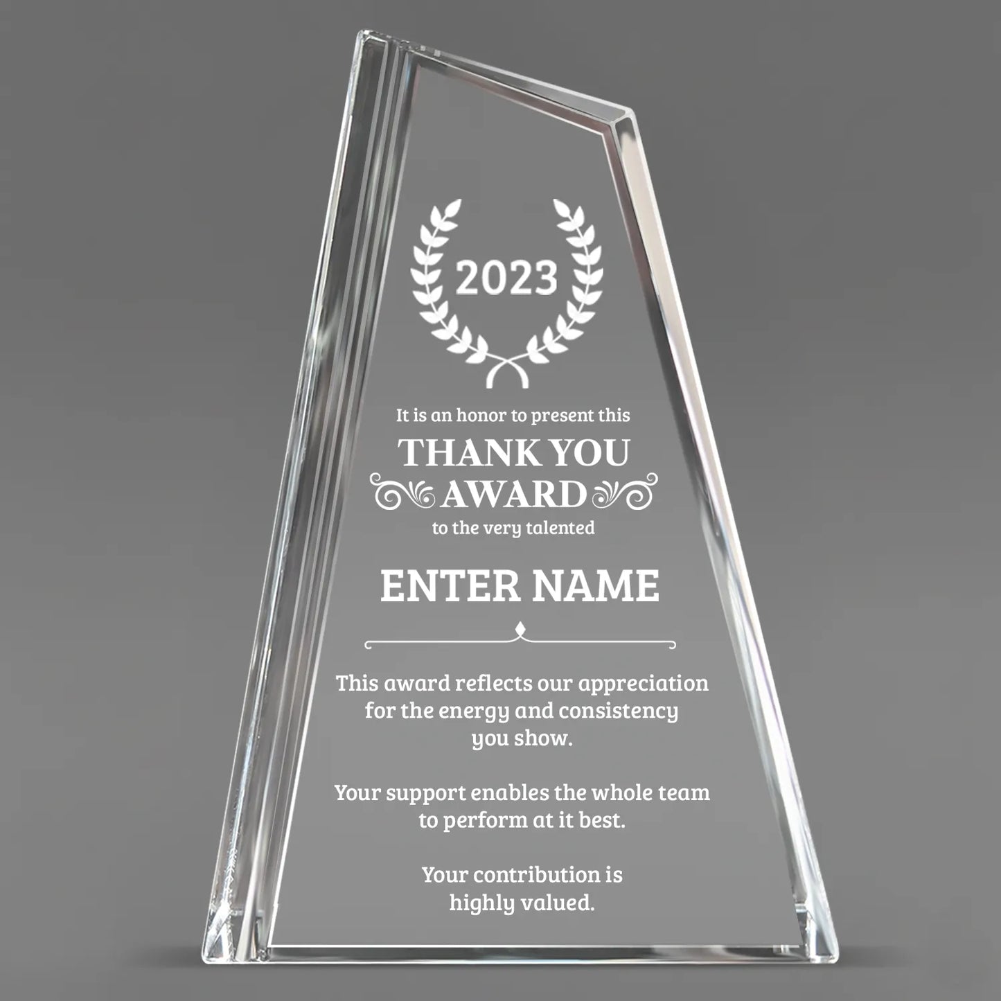 Thank You Awards - Crystal Peak Awards - Personalize Online – Choose From 5 Designs