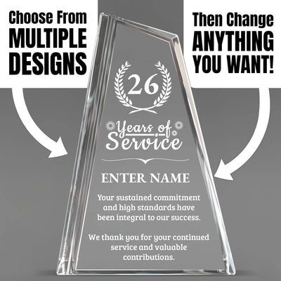Long Service Awards - Crystal Peak Awards - Personalize Online – Choose From 5 Designs